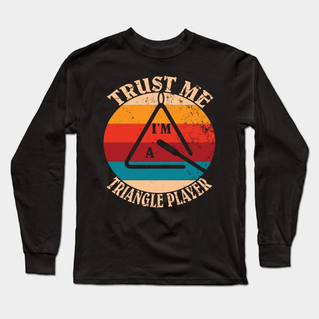 Funny Musical Instrument - Retro Triangle Player Gift Long Sleeve T-Shirt by Grabitees